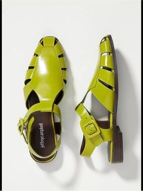 Anthropologie Jeffery Campbell Landen Lime Green Leather Sandals Sz 9